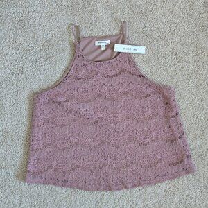 Mauve pink lace tank top blouse